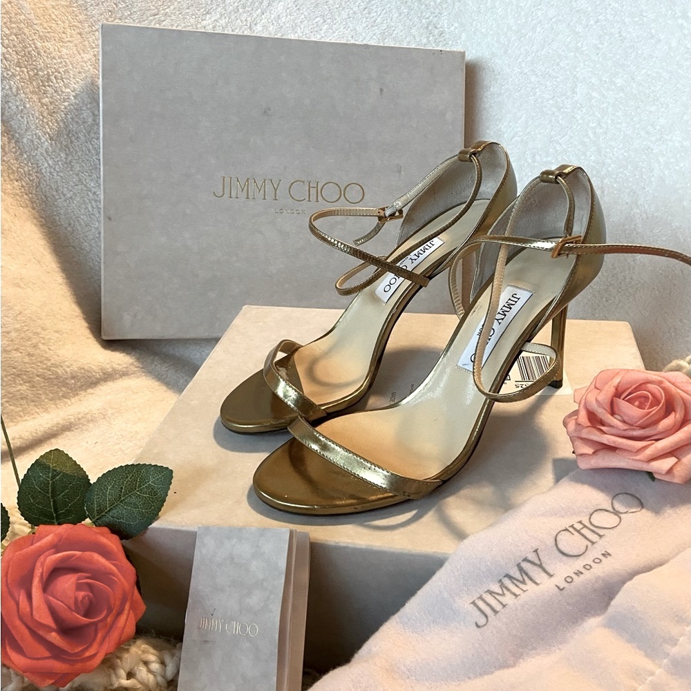 Jimmy Choo Authentic Strap Sandals Gold - Size 38